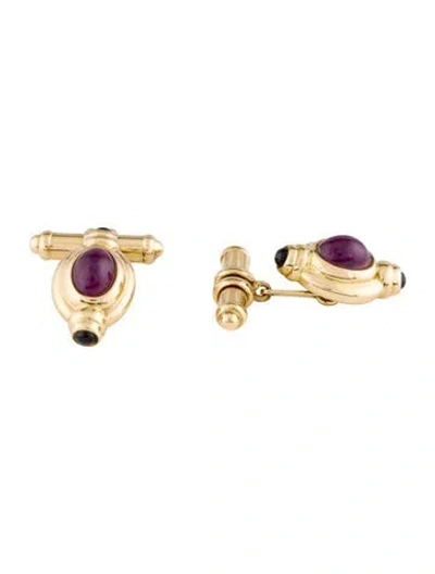 Pre-owned Cufflinks 18k Ruby & Sapphire  In Multi