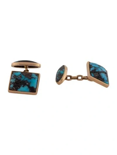 Pre-owned Cufflinks 18k Turquoise  In Multi