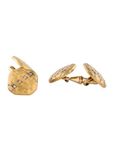 Pre-owned Cufflinks Antique 14k Diamond Woven  In Multi