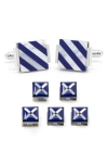 Cufflinks, Inc 7-piece Square Mother-of-pearl Shirt Studs & Cuff Links Set In White
