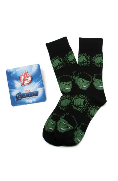 Cufflinks, Inc . Avengers Hulk Crew Socks & Lapel Pin Set In Black