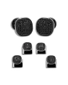 Cufflinks, Inc Black Pave Crystal Stud & Cufflink Set In Black