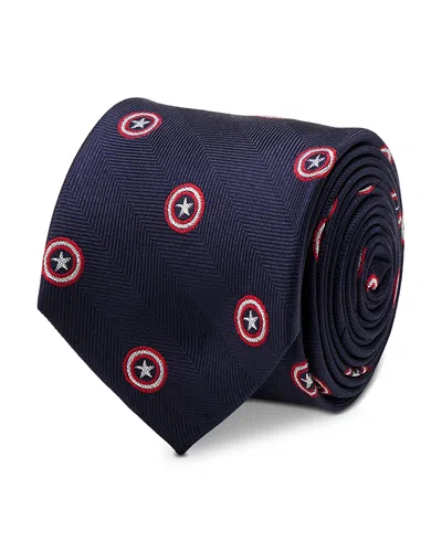 Cufflinks, Inc Captain America Shield Silk Classic Tie In Navy