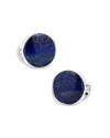 CUFFLINKS, INC CLASSIC STERLING SILVER & LAPIS ROUND FORMAL CUFFLINKS