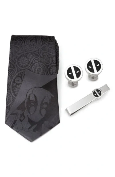 Cufflinks, Inc . Deadpool Silk Tie, Cuff Links & Tie Bar Set In Black