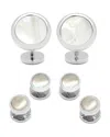Cufflinks, Inc Double Sided Mother Of Pearl Round Beveled Stud Set In Multi