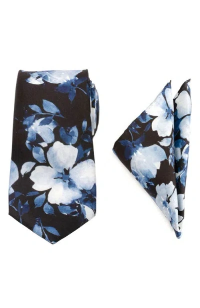 Cufflinks, Inc . Floral Silk Tie & Pocket Square In Blue