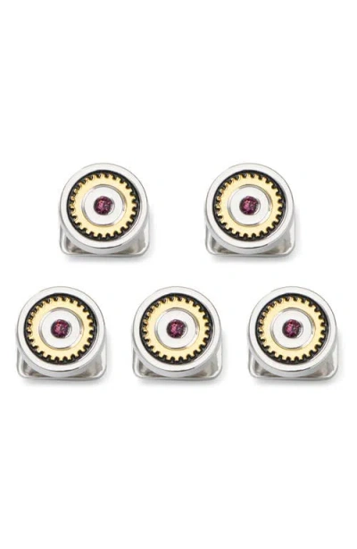 Cufflinks, Inc . Gear Amethyst 5-piece Shirt Stud Set In Gold