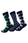 Cufflinks, Inc . Hidden Message Assorted 3-pack Socks In Black Multi