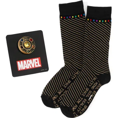 Cufflinks, Inc . Infinity Stone Crew Socks & Lapel Pin Set In Black