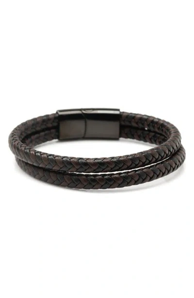 Cufflinks, Inc . Layered Braided Leather Bracelet In Black