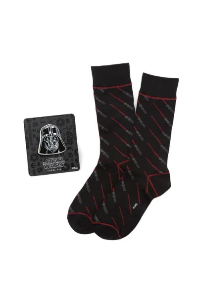 Cufflinks, Inc . Lightsaber Crew Socks & Lapel Pin In Black