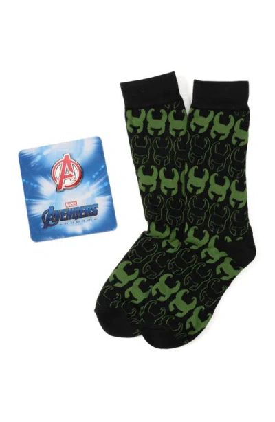 Cufflinks, Inc . Loki Crew Socks & Lapel Pin Set In Black