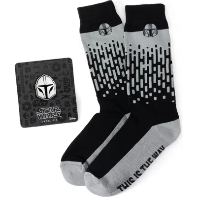 Cufflinks, Inc . Mandalorian Crew Socks & Helmet Lapel Pin Gift Set In Black