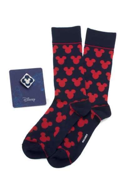 Cufflinks, Inc . Mickey Mouse Socks & Lapel Pin Gift Set In Blue
