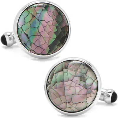 Cufflinks, Inc . Mosaic Smoke Mother-of-pearl Cuff Links In Silver