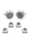Cufflinks, Inc Onyx & Mother Of Pearl Checker Stud Set In Black