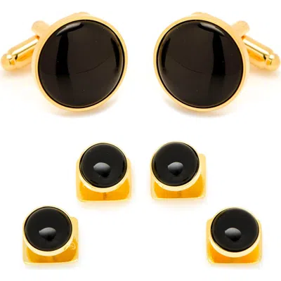 Cufflinks, Inc . Onyx Cuff Link & Stud Set In Gold/black