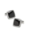 Cufflinks, Inc Onyx Cushion Stainless Steel Cufflinks In Silver