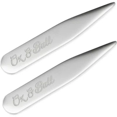 Cufflinks, Inc . Set Of 2 Short Stainless Steel Collar Stays In Silver