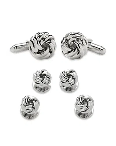 Cufflinks, Inc Silver-tone Knotted Stud & Cufflink Set In Metallic