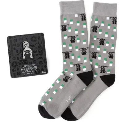 Cufflinks, Inc . The Mandalorian Child Crew Socks & Lapel Pin Gift Set In Gray