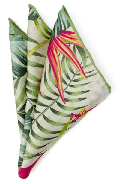 Cufflinks, Inc . Tropical Leaf Print Silk Blend Pocket Square In Multi