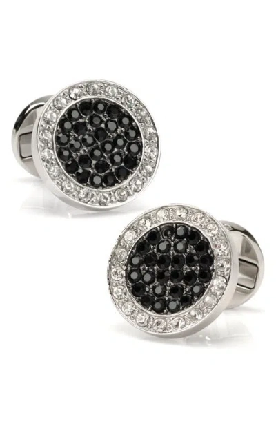 Cufflinks, Inc . Vdp White & Black Pave Crystals Cuff Links In Metallic