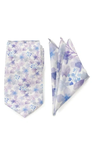 Cufflinks, Inc . Watercolor Silk Tie & Pocket Square Set In White Multi