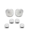 CUFFLINKS, INC WHITE PAVE CRYSTAL STUD & CUFFLINK SET