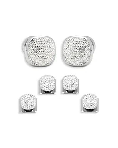 CUFFLINKS, INC WHITE PAVE CRYSTAL STUD & CUFFLINK SET