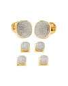 Cufflinks, Inc White Pave Crystal Stud & Cufflink Set In Gold