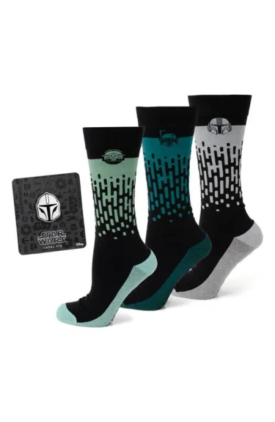 Cufflinks, Inc . X Disney Mandalorian Assorted 3-pack Cotton Blend Dress Socks & Lapel Pin Gift Box S In Black
