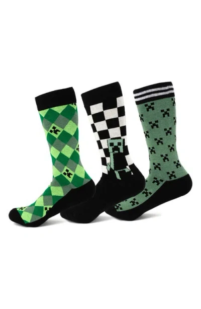 Cufflinks, Inc . X Minecraft Assorted 3-pack Creeper Crew Socks In Multi