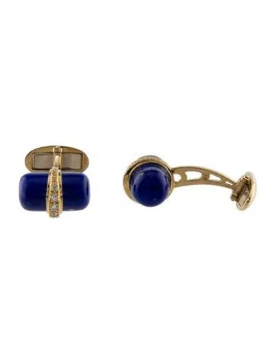 Pre-owned Cufflinks Lapis Lazuli & Diamond  & Shirt Studs Dress Set In Multi