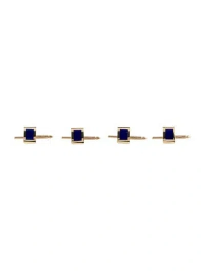 Pre-owned Cufflinks Lindsay Vintage 14k Lapis Lazuli Shirt Studs In Multi