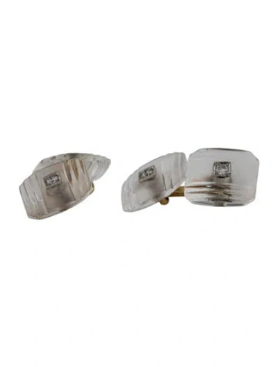 Pre-owned Cufflinks Quartz & Diamond  In Transparent