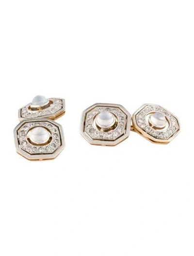 Pre-owned Cufflinks Vintage 1.84ctw Moonstone & Diamond  In Multi