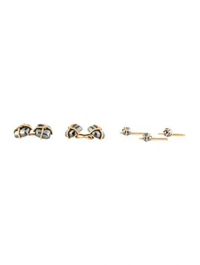 Pre-owned Cufflinks Vintage Hematite  & Shirt Studs Set In Multi