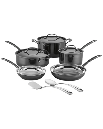 Cuisinart 10pc Mica Shine Stainless Cookware Set In Black