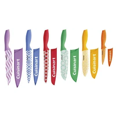 Cuisinart 12 Piece Printed Color Knife Set With Blade Guards In Multi