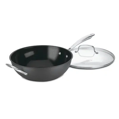 Cuisinart 12" Stir Fry Wok With Glass Cover In Silver;black