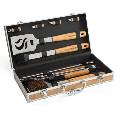 Cuisinart 13 Piece Bamboo Grilling Tool Set In Silver