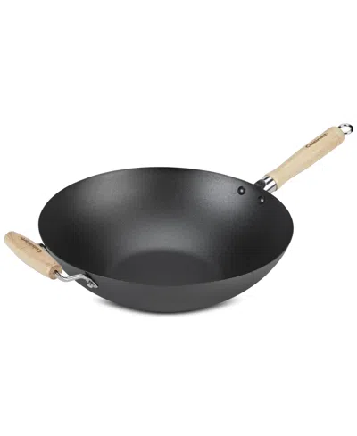 Cuisinart 14" Carbon Steel Wok With Helper Handle In Black
