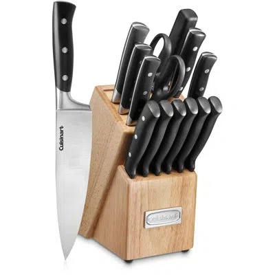 Cuisinart 15 Piece Knife Set With Block, High Carbon Stainless Steel, Forged Triple Rivet In Black