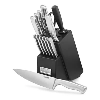 Cuisinart 15-piece Kitchen Knife Block Set, Stainless Steel, Black In High-carbon Stainless Steel
