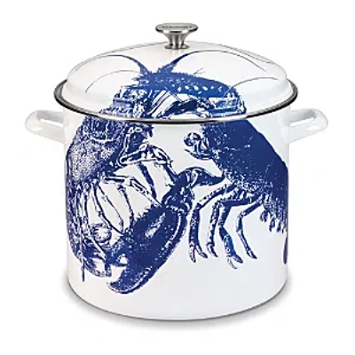 Cuisinart 16 Qt Enameled Stock Pot In White With Blue Accents