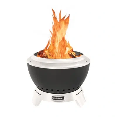 Cuisinart 19.5” Cleanburn Smokeless Fire Pit With Removable Base For Ash, Portable Outdoor Wood Burning Firepl In Black,silver