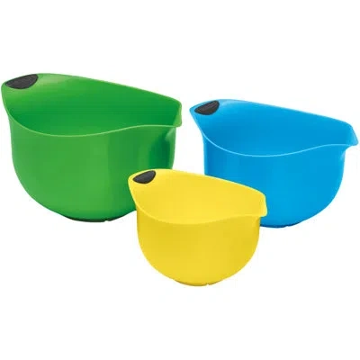 Cuisinart 3 Piece Plastic Mixing Bowls Set In Yellow,blue,green