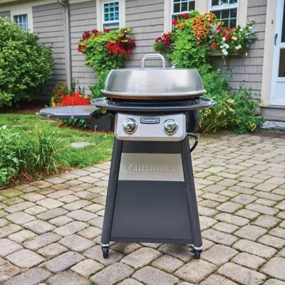 Cuisinart 360° 2 Burner Griddle Outdoor Cooking Center In Satin